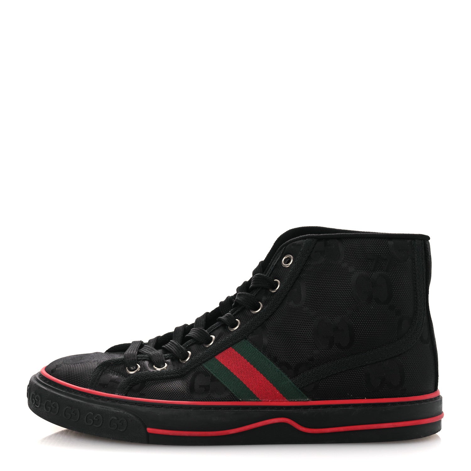 Gucci Econyl Nylon Web Monogram Off The Grid Womens 1977 Tennis High Top Sneakers 39 Black 1 of 11