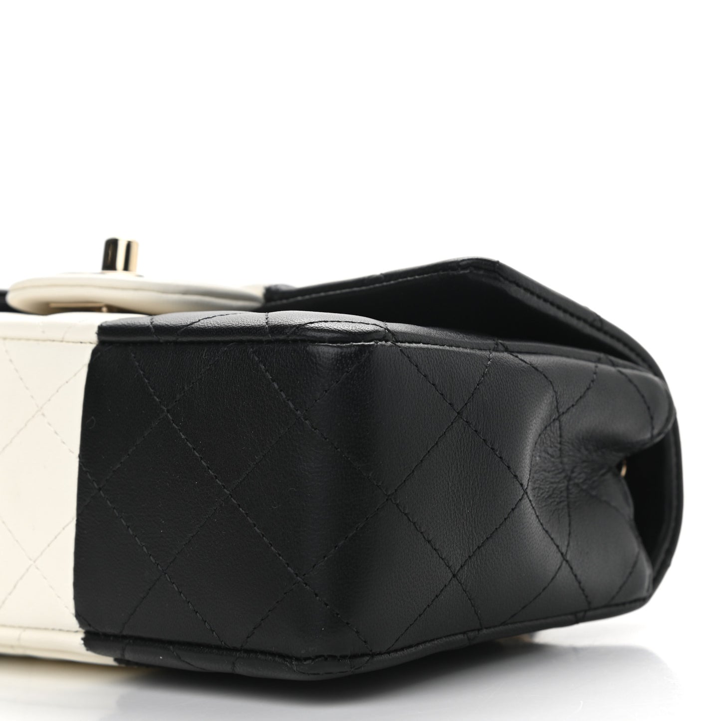 Lambskin Quilted Mini Rectangular Flap Black White