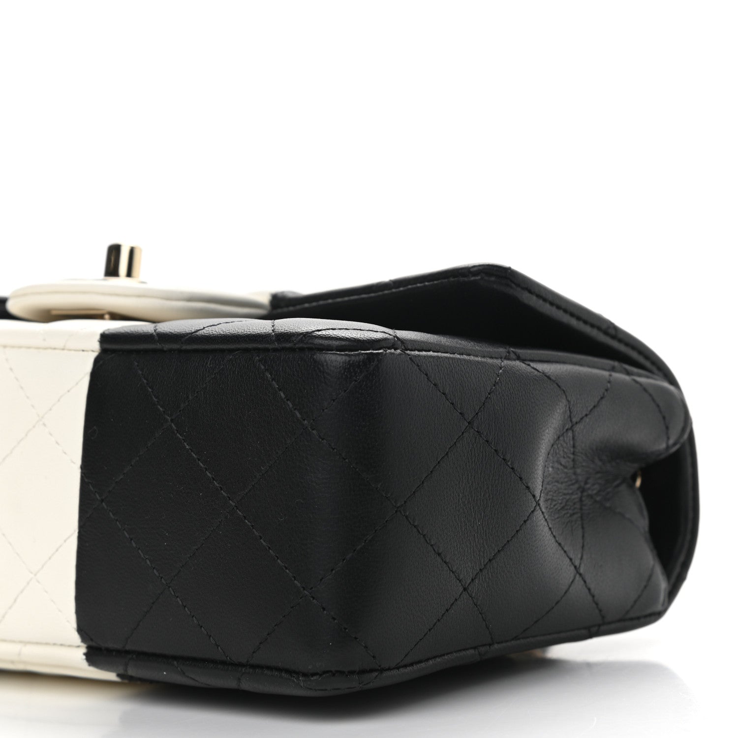 Chanel Lambskin Quilted Mini Rectangular Flap Black White 10 of 11