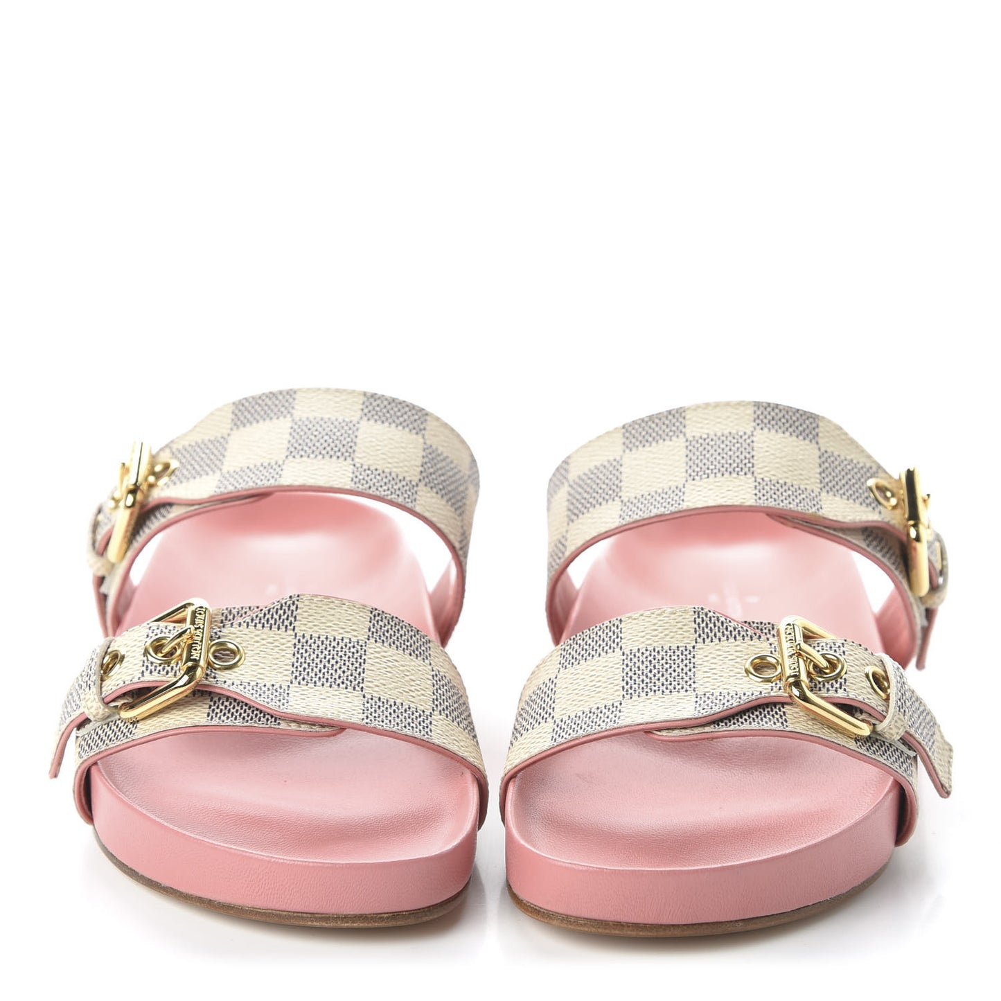 Damier Azur Bom Dia Flat Mules 35 Rose Clair