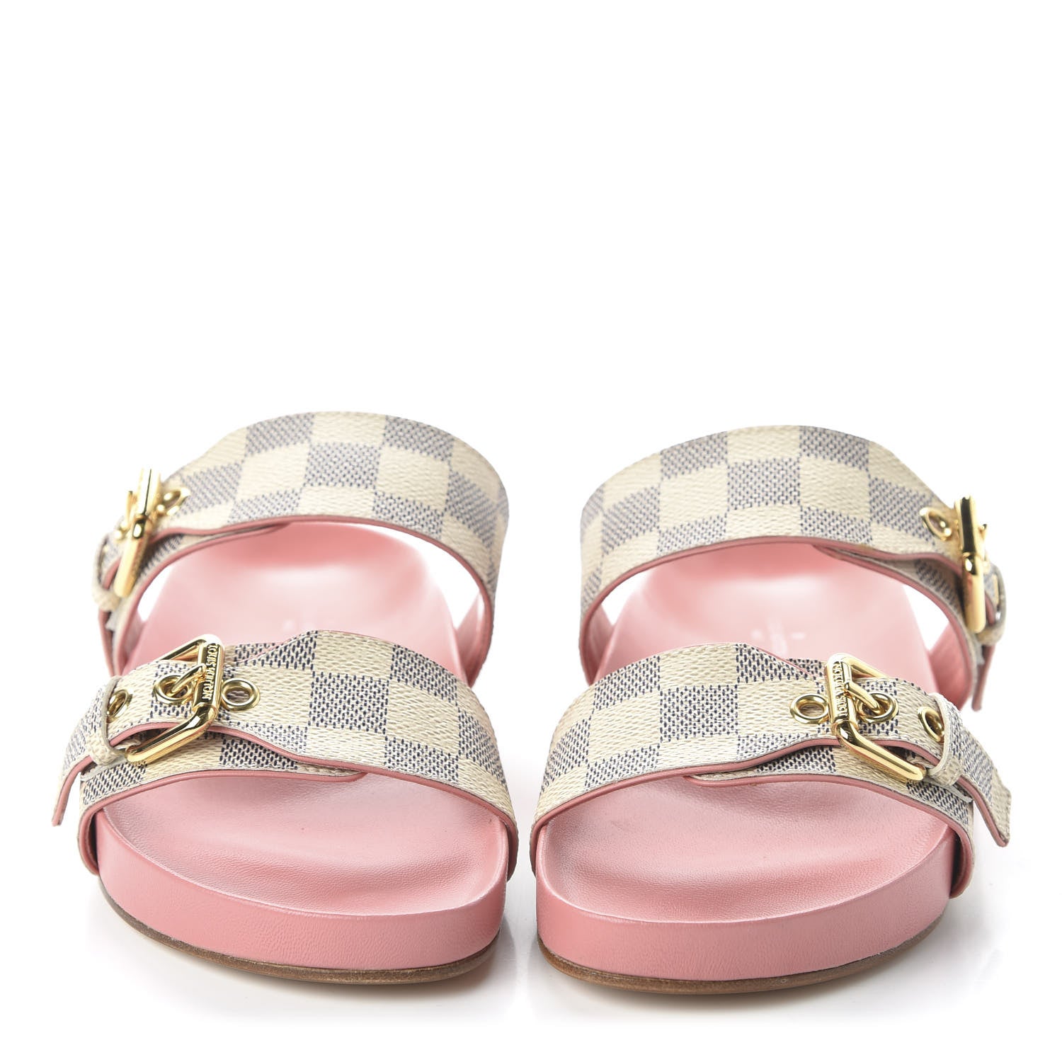 Louis Vuitton Damier Azur Bom Dia Flat Mules 35 Rose Clair 2 of 9