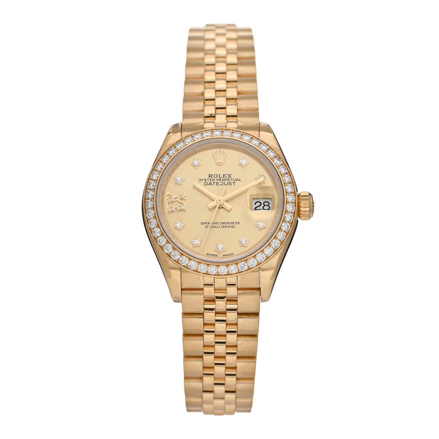 18K Yellow Gold Diamond 28mm Oyster Perpetual Datejust Watch 279138