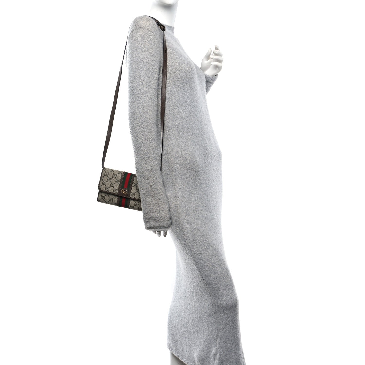 Gucci GG Supreme Monogram Web Ophidia Crossbody Wallet Beige New Acero 2 of 11