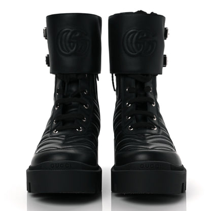 Gucci Nappa Frances GG Matelasse Platform Combat Boots 39 Black 2 of 7