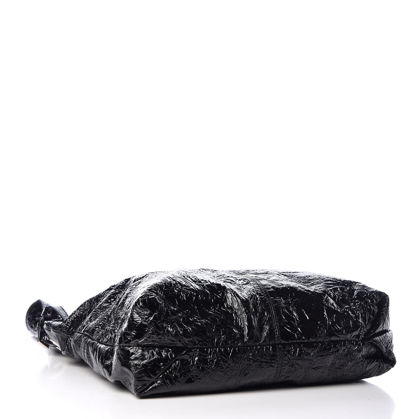 Crinkled Patent Hobo Black