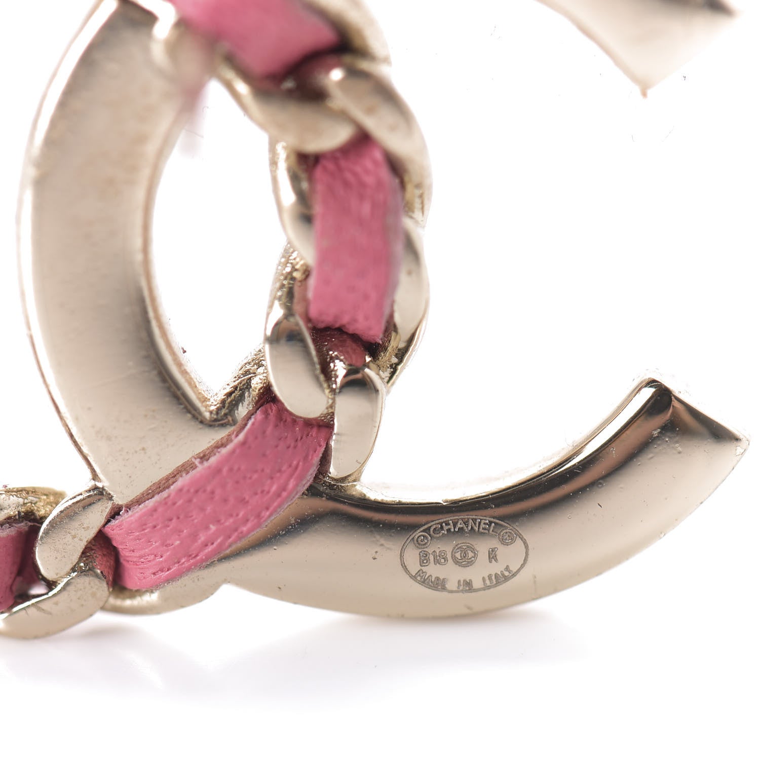 Chanel Crystal Baguette Lambskin Large CC Earrings Gold Pink 4 of 4