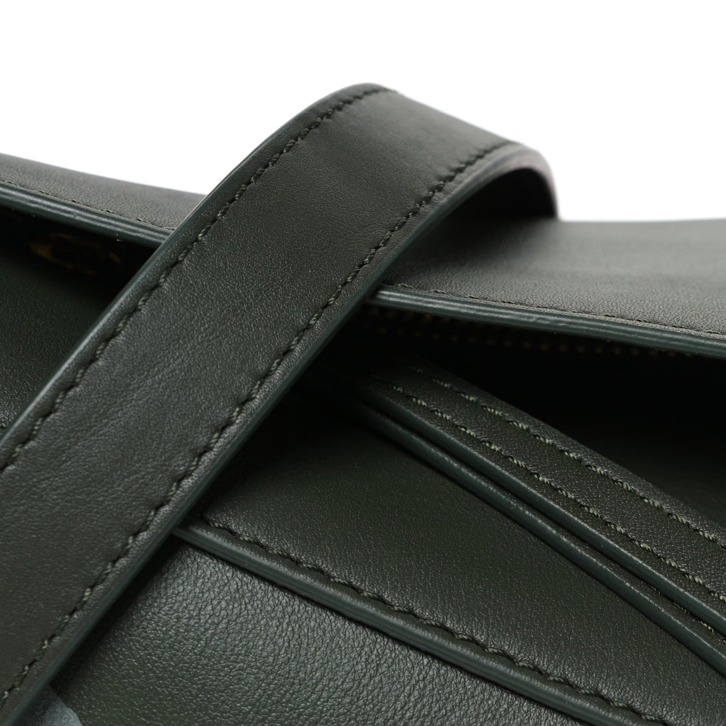 Calfskin Landscape Small Puzzle Bag Bottle Green Ochre