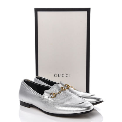 Gucci Metallic Nappa Womens Jordaan Loafers 40 Argento 13 of 13