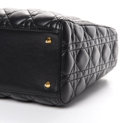 Christian Dior Lambskin Cannage Medium Lady Dior Black 9 of 11