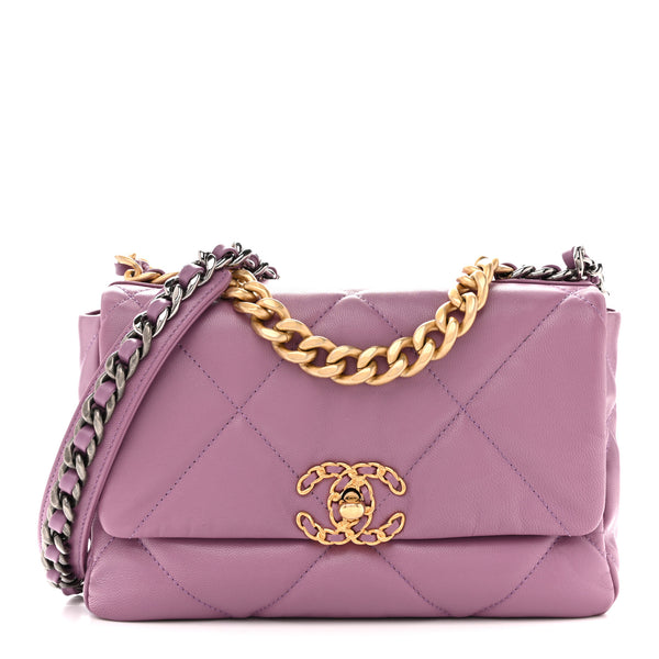 Chanel Goatskin Quilted Medium Chanel 19 Flap Purple 1883435