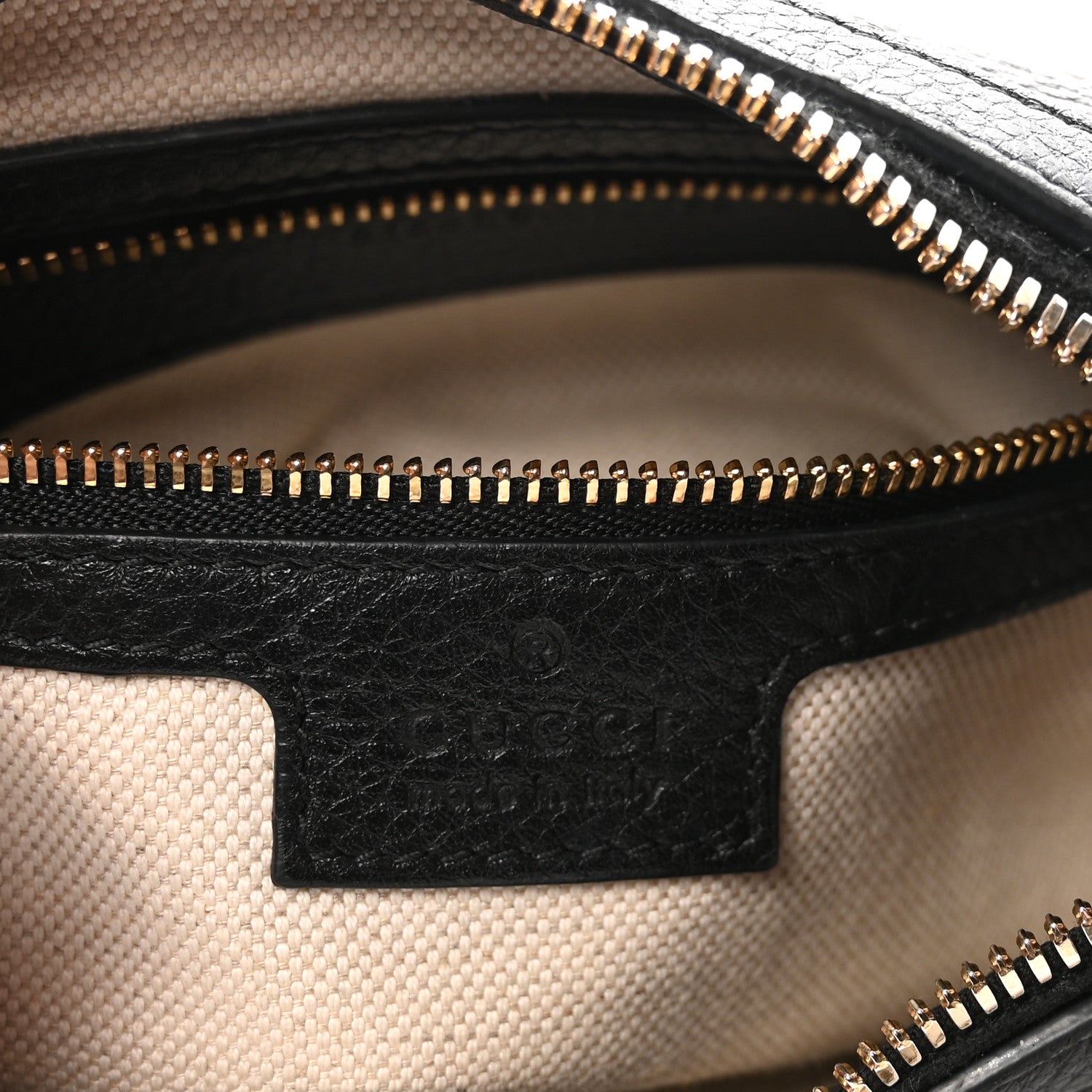 Gucci GG Grainy Calfskin Emblem Small Half Moon Shoulder Bag Black 6 of 10