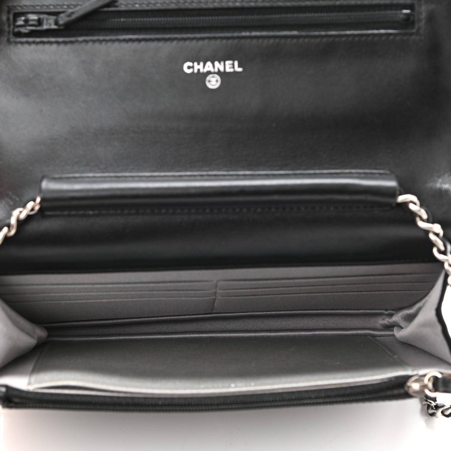 Chanel Lambskin Camellia Embossed Wallet on Chain WOC Black 5 of 11