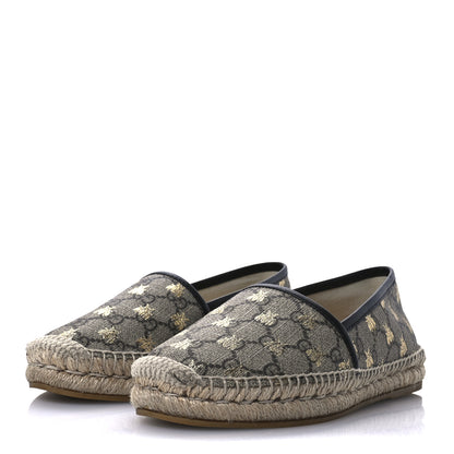 Gucci GG Supreme Monogram Bees Espadrille Flats 37.5 Beige Ebony Oro Black 4 of 9