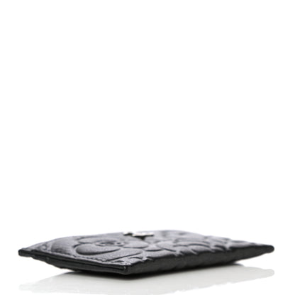 Chanel Goatskin Camellia Embossed Card Holder Grey 4 of 12