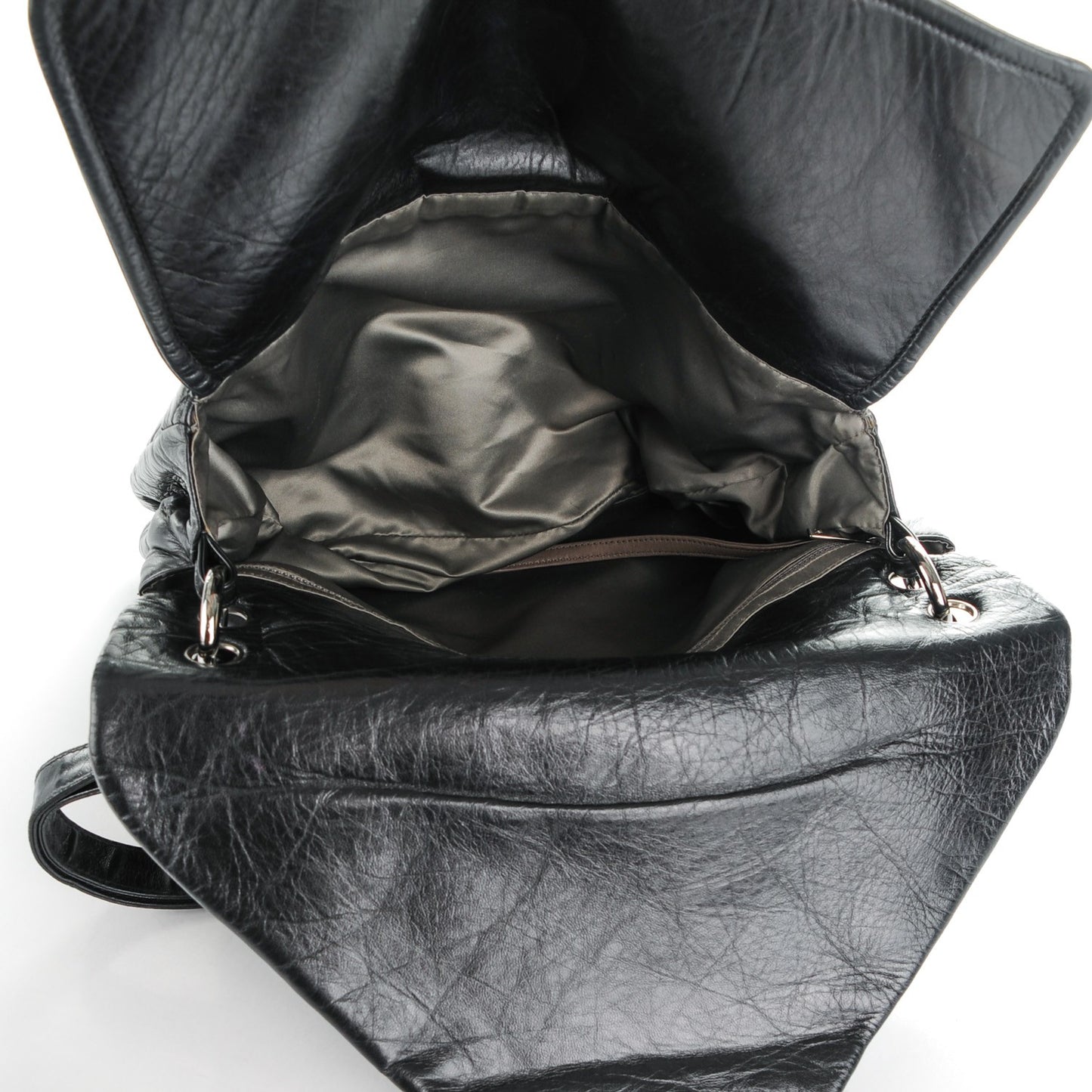 Lambskin Quilted Padded Envelope Flap Black