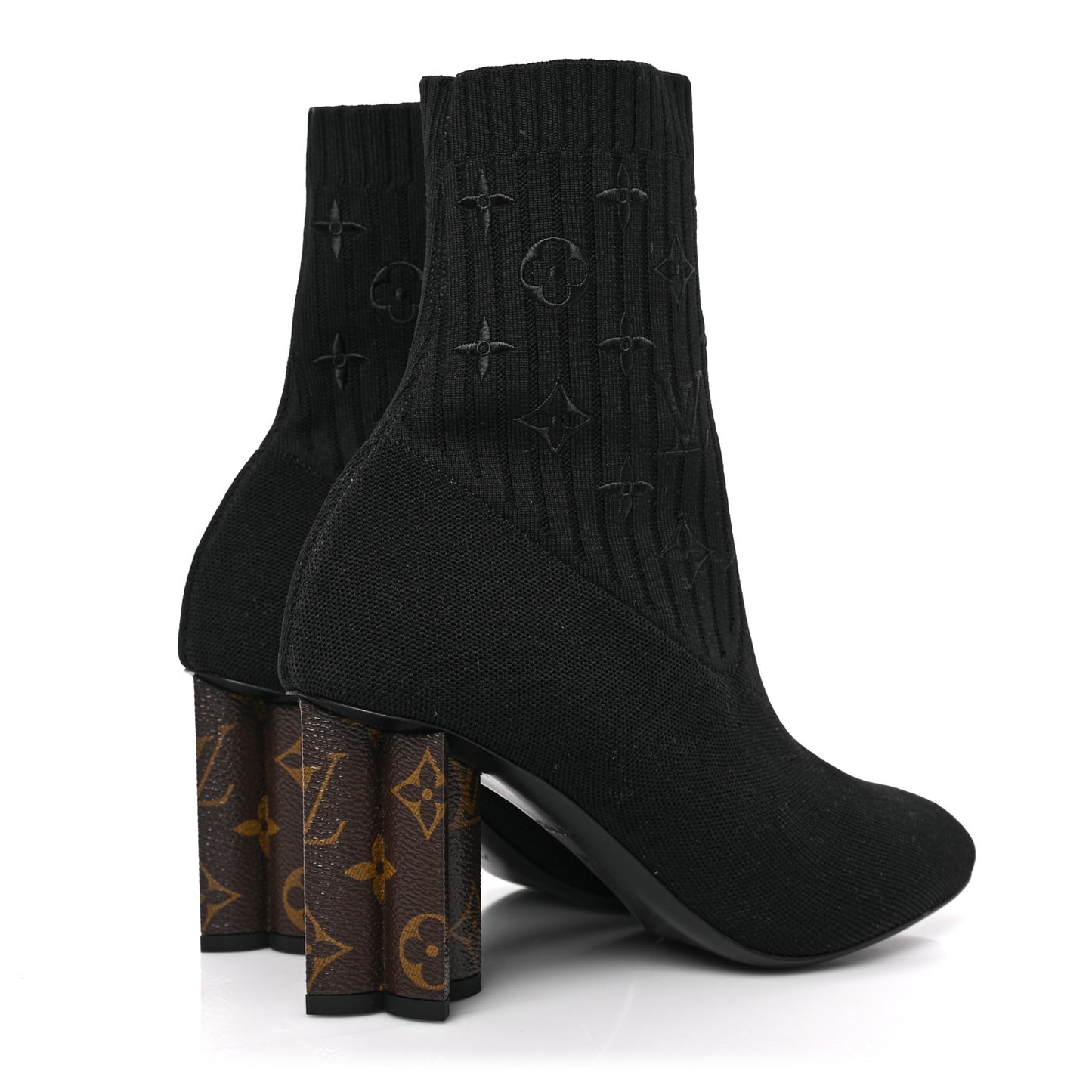 Monogram Stretch Fabric Silhouette Ankle Boots 39.5 Black