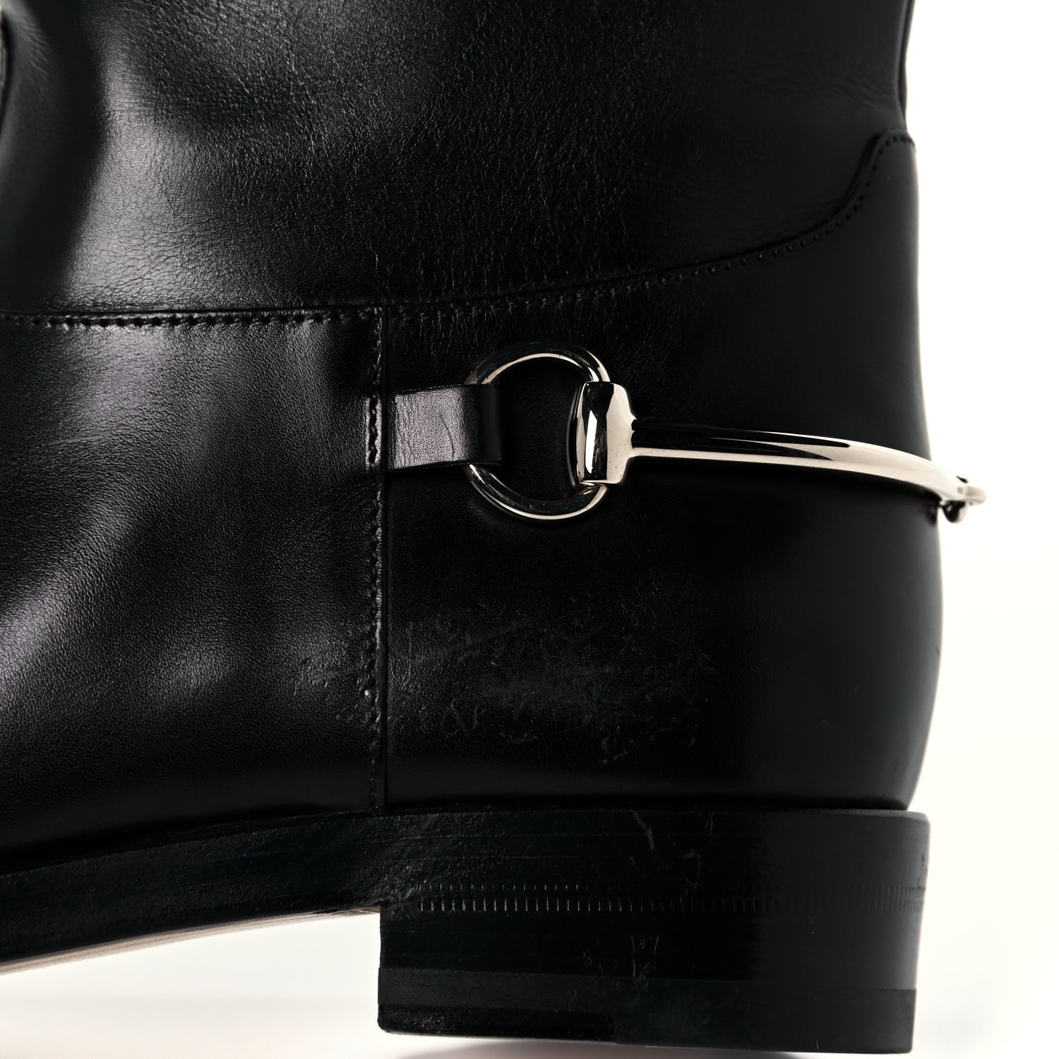Gucci Calfskin Horsebit Tall Boots 36 Black 14 of 18