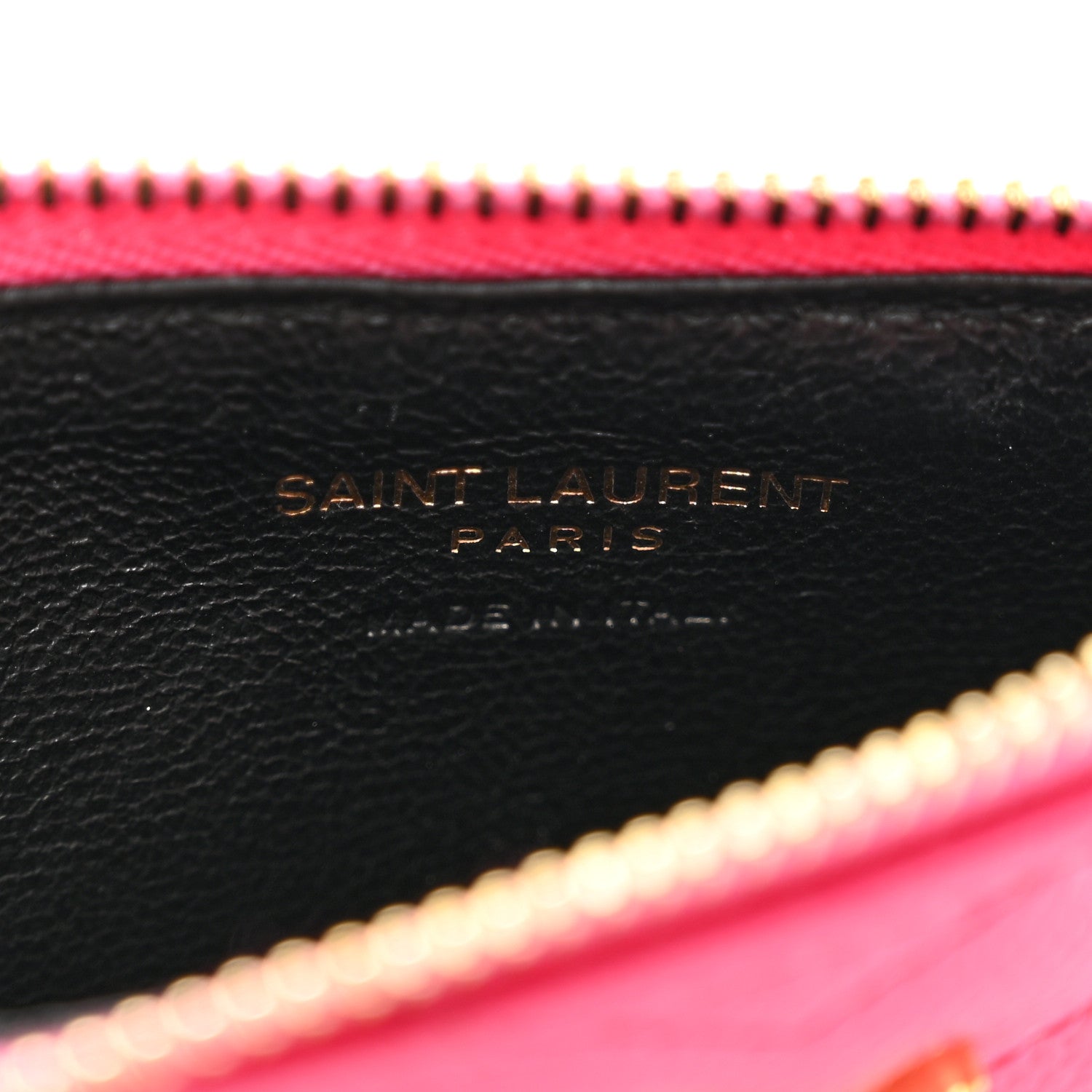 Saint Laurent Grain De Poudre Matelasse Chevron Monogram Fragments Zippered Card Case Fresh Fuxia 5 of 8