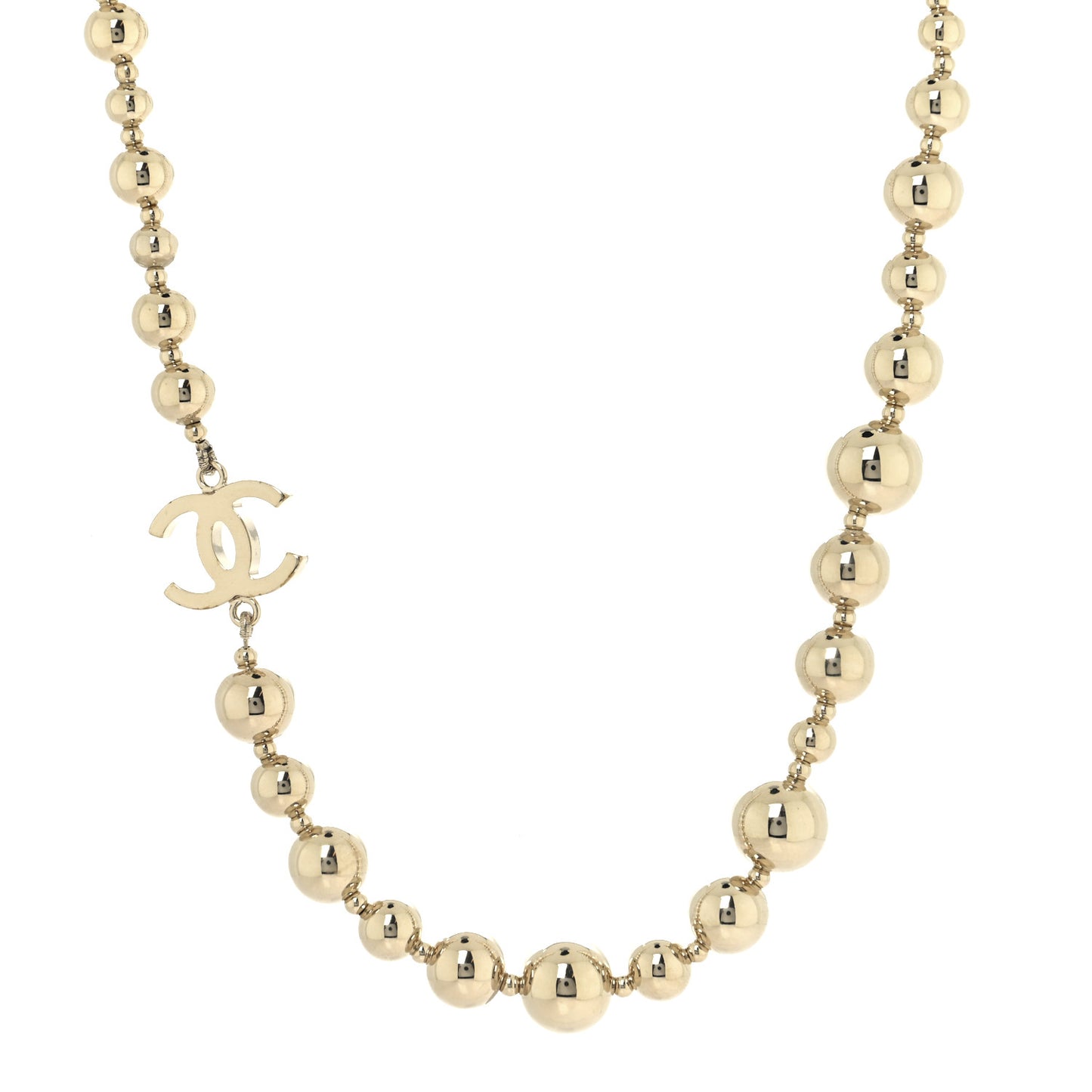 Metal Bead CC Necklace Gold
