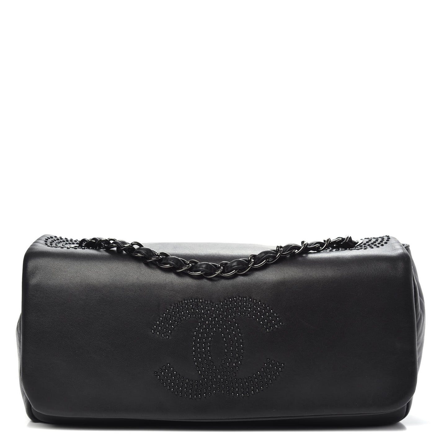 Lambskin Studded CC East West Flap Black