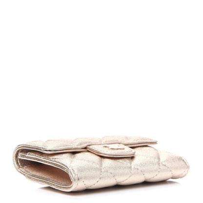 Chanel Metallic Lambskin Quilted Flap Card Holder Wallet Gold 4 of 4