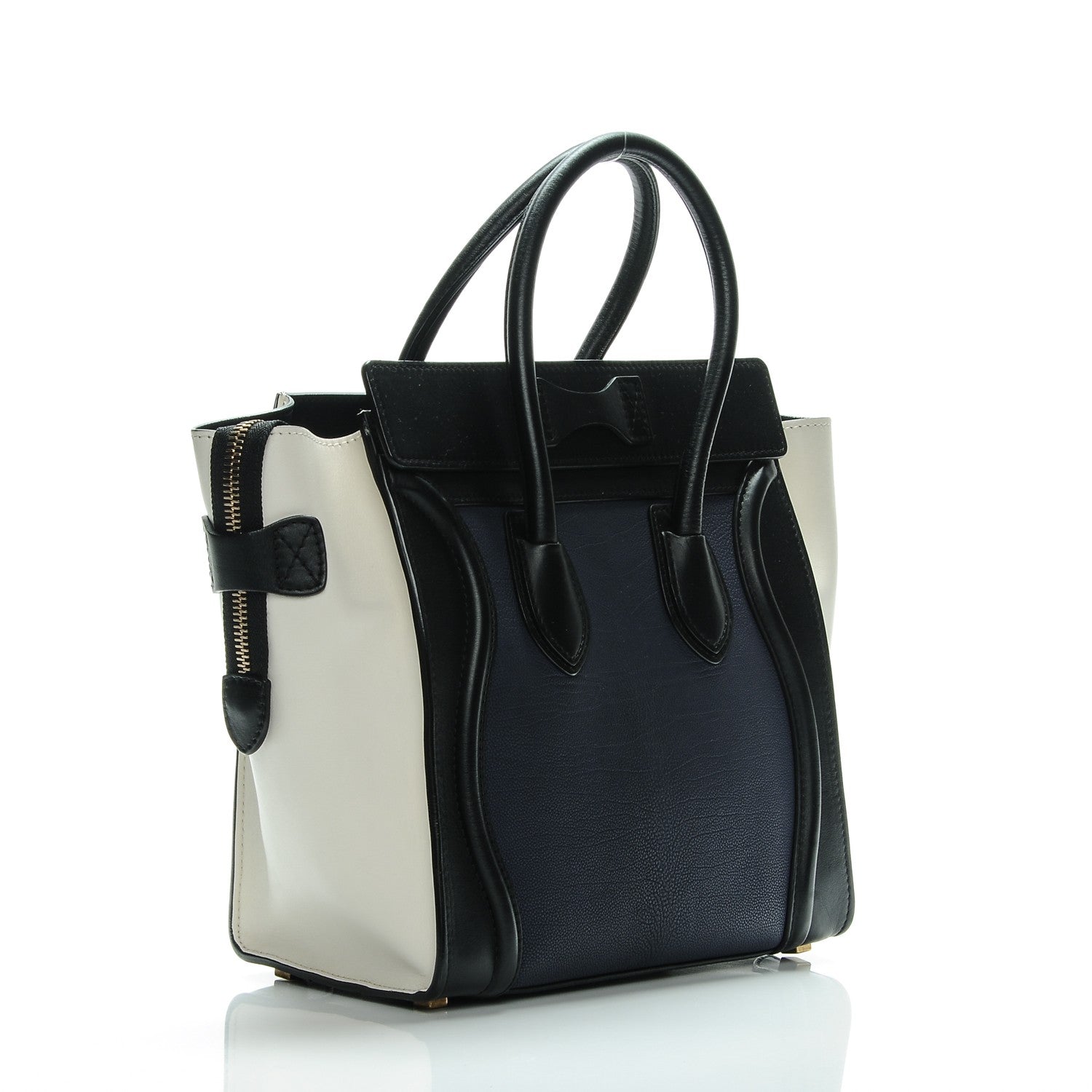 Celine Textured Calfskin Micro Tri-Color Luggage Navy Blue 4 of 8