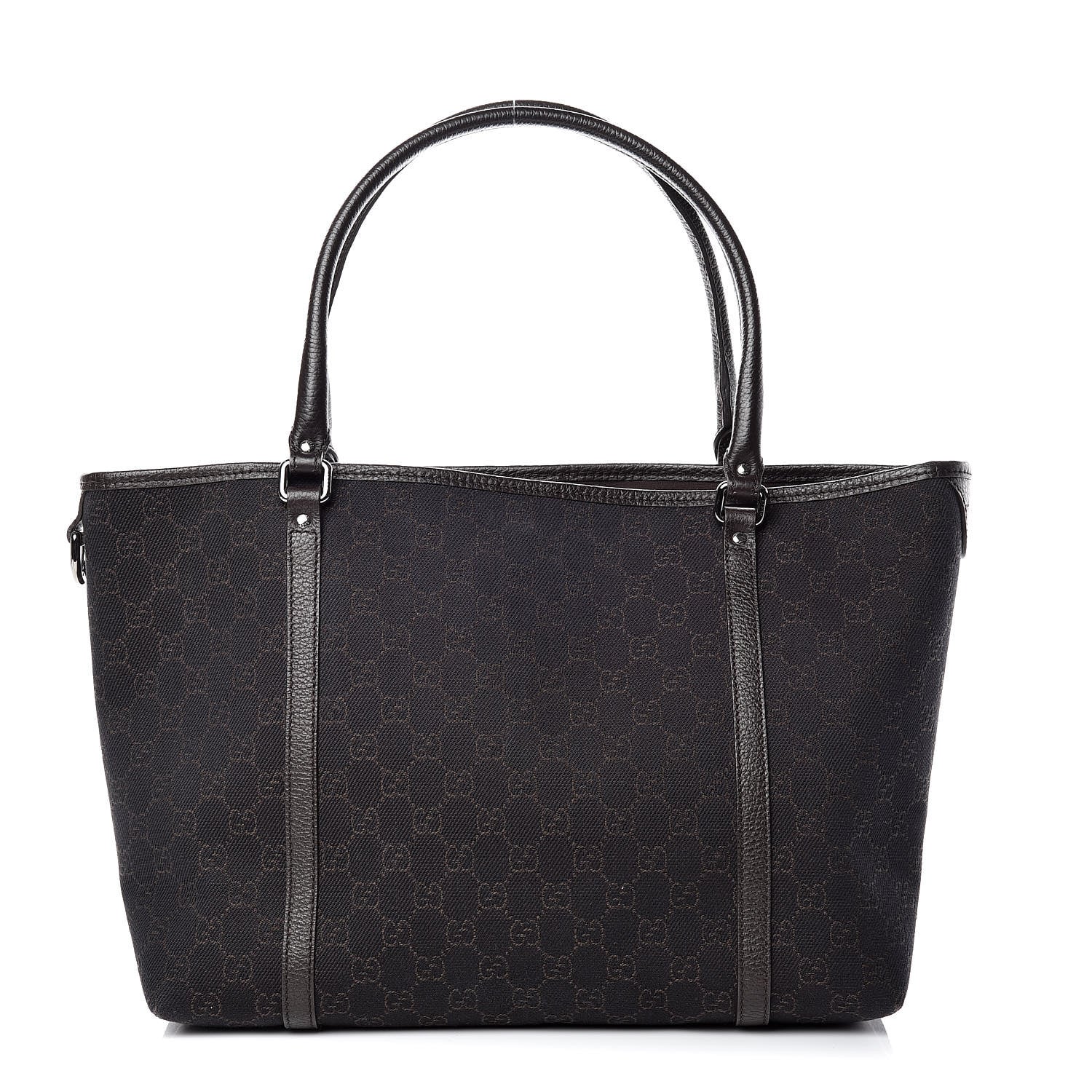 Gucci Denim Dollar Calfskin GG Monogram Medium Joy Tote Brown 1 of 13