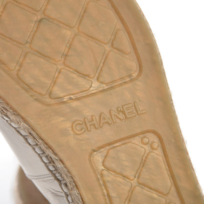 Chanel Metallic Calfskin Grosgrain CC Espadrilles 40 Ivory Black 7 of 10