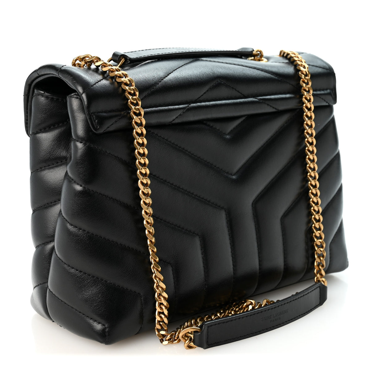 Saint Laurent Calfskin Y Quilted Monogram Small Loulou Chain Satchel Black 3 of 9
