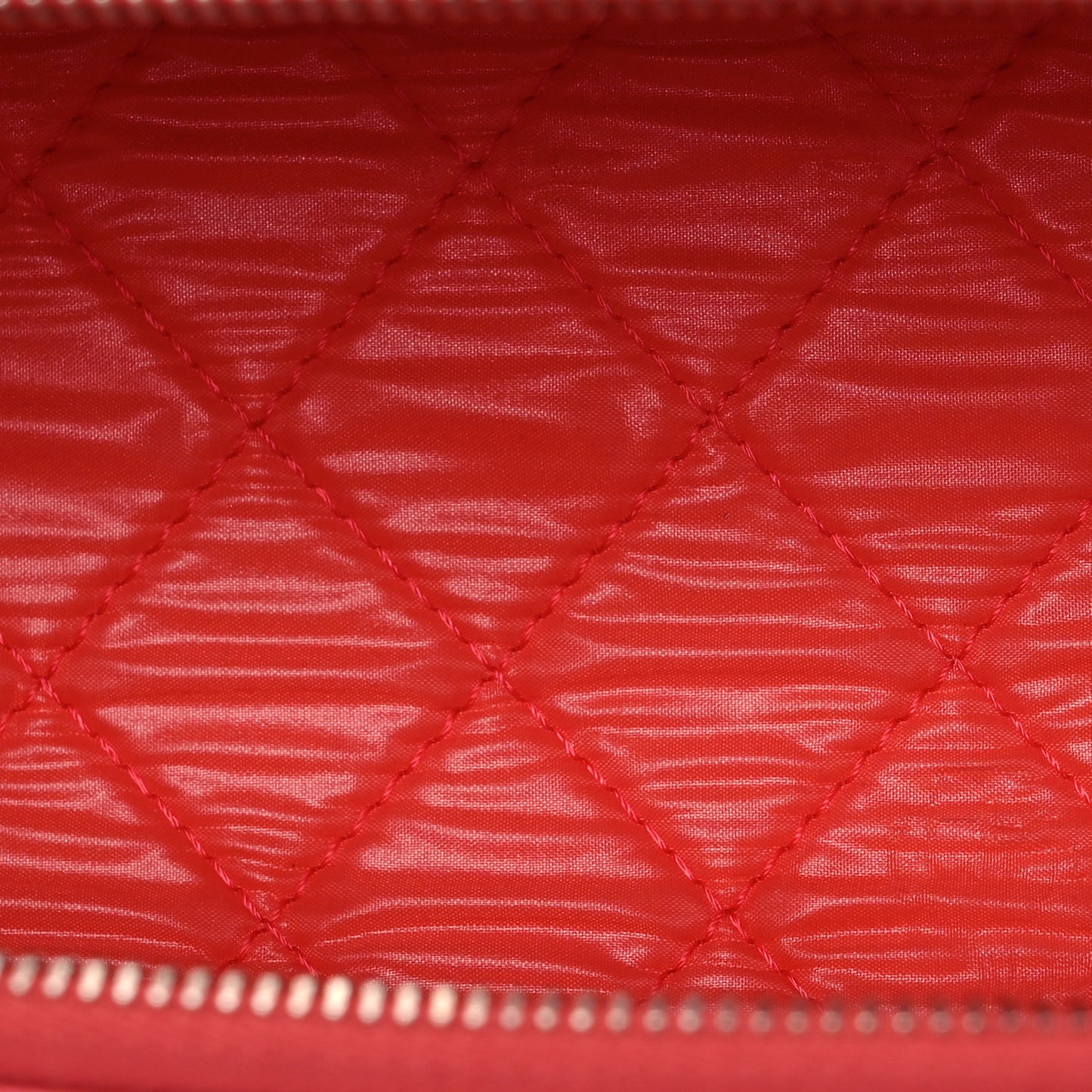 Caviar Quilted Double Zip Pouch Cosmetic Case Coral