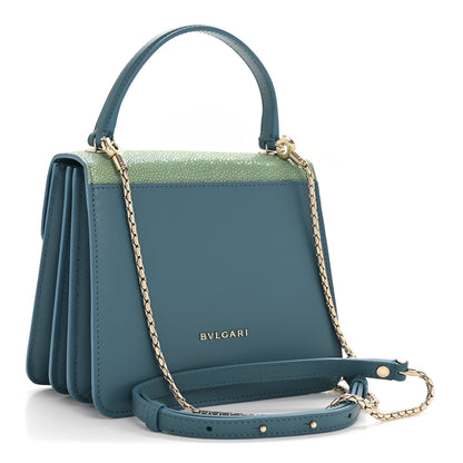 Bulgari Calfskin Galuchat Serpenti Forever Crossbody Turquoise 3 of 15