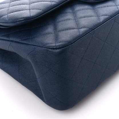 Chanel Caviar Quilted Jumbo Double Flap Navy 10 of 11