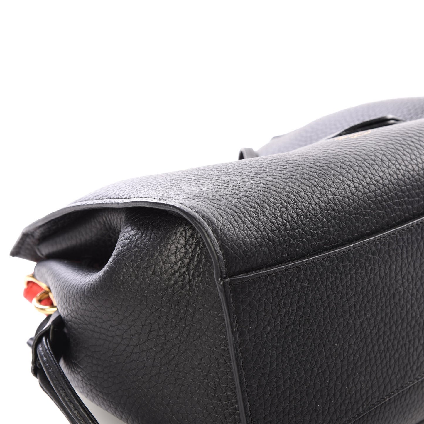 Heavy Grain Small Iris Tote Black Red