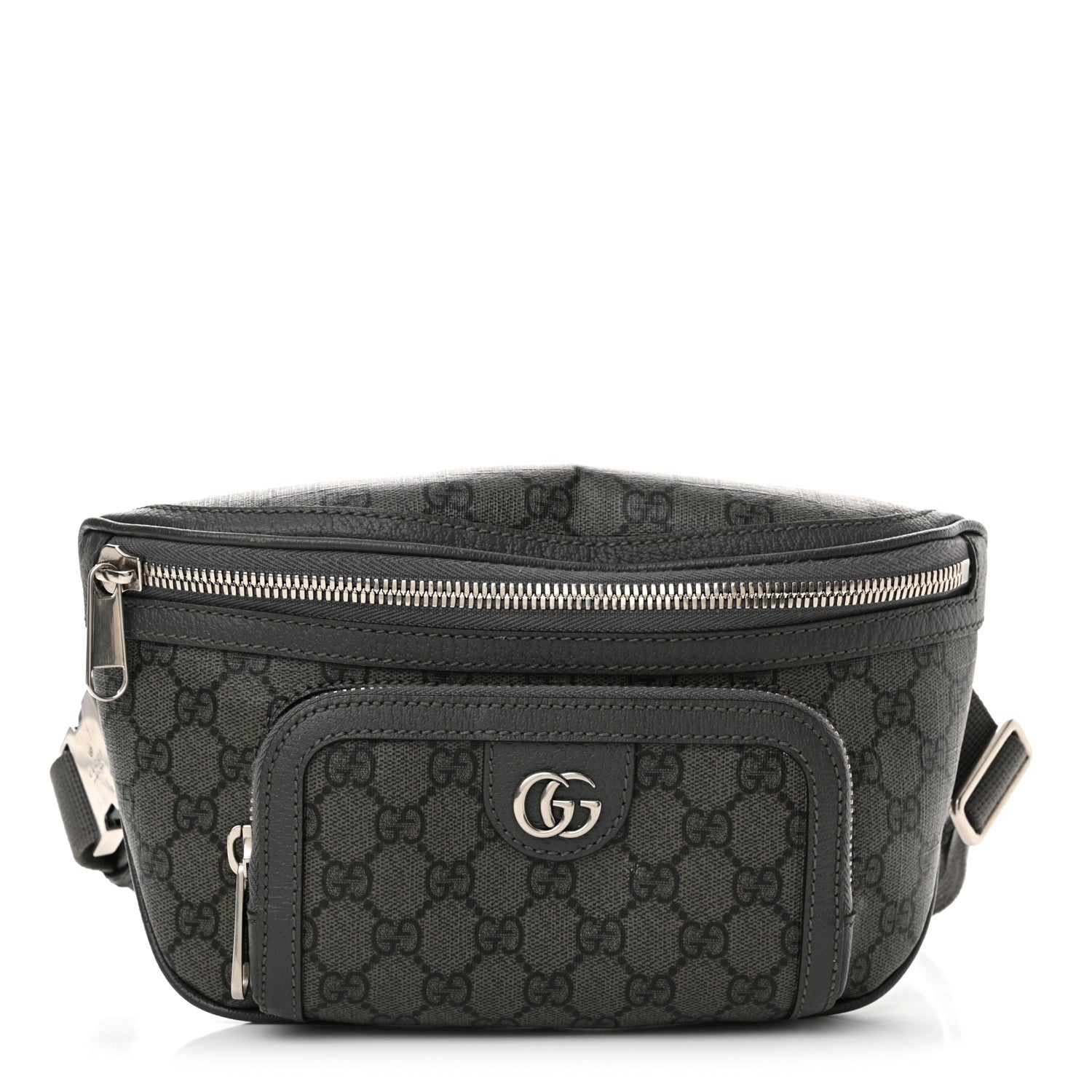 Gucci GG Supreme Monogram Textured Dollar Calfskin Ophidia Belt Bag Grey Black Graphite Grey 1 of 14