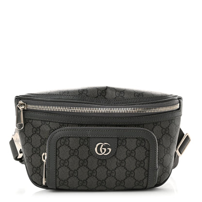 Gucci GG Supreme Monogram Textured Dollar Calfskin Ophidia Belt Bag Grey Black Graphite Grey 1 of 14