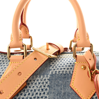 Louis Vuitton Damier Denim 3D Speedy Bandouliere 25 Bleu 7 of 9