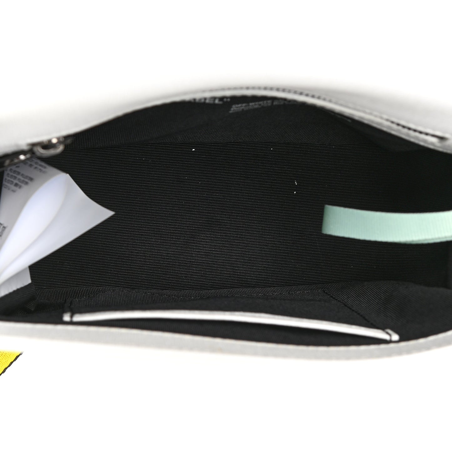 Saffiano Striped Diag Binder Flap Bag White Black