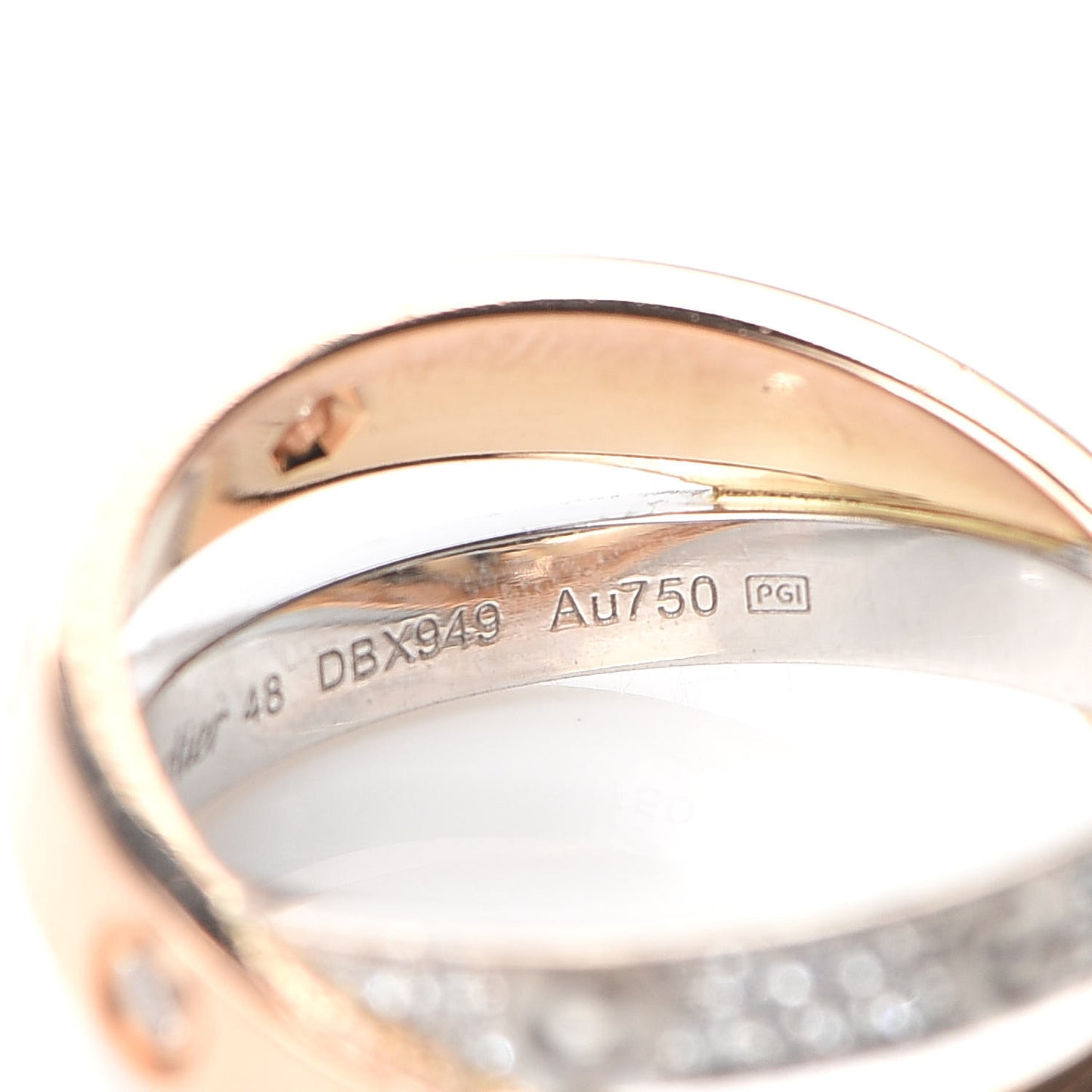 18K Pink White Gold Diamond 2.6mm LOVE Paved Ring 48 4.5