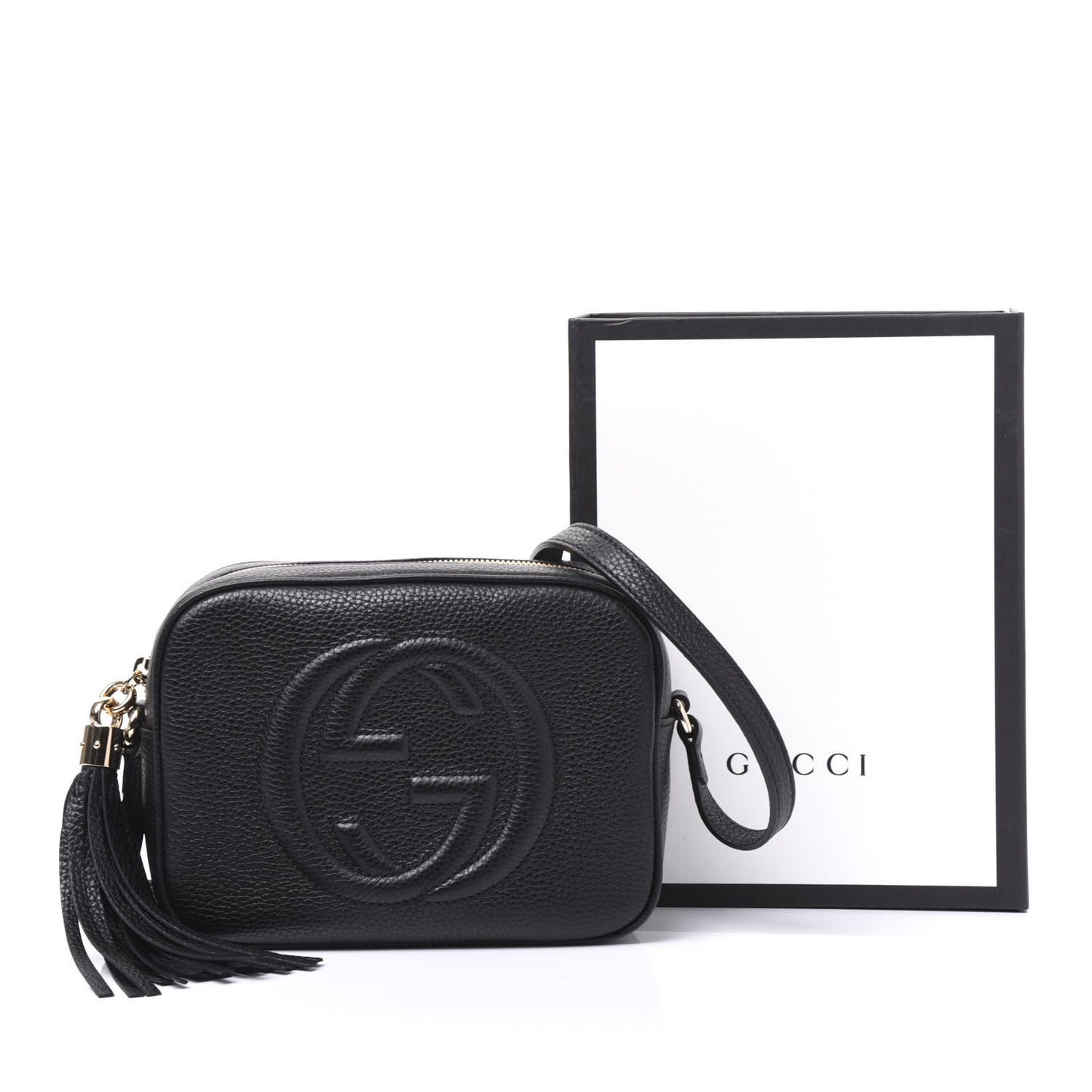 Pebbled Calfskin Small Soho Disco Bag Black