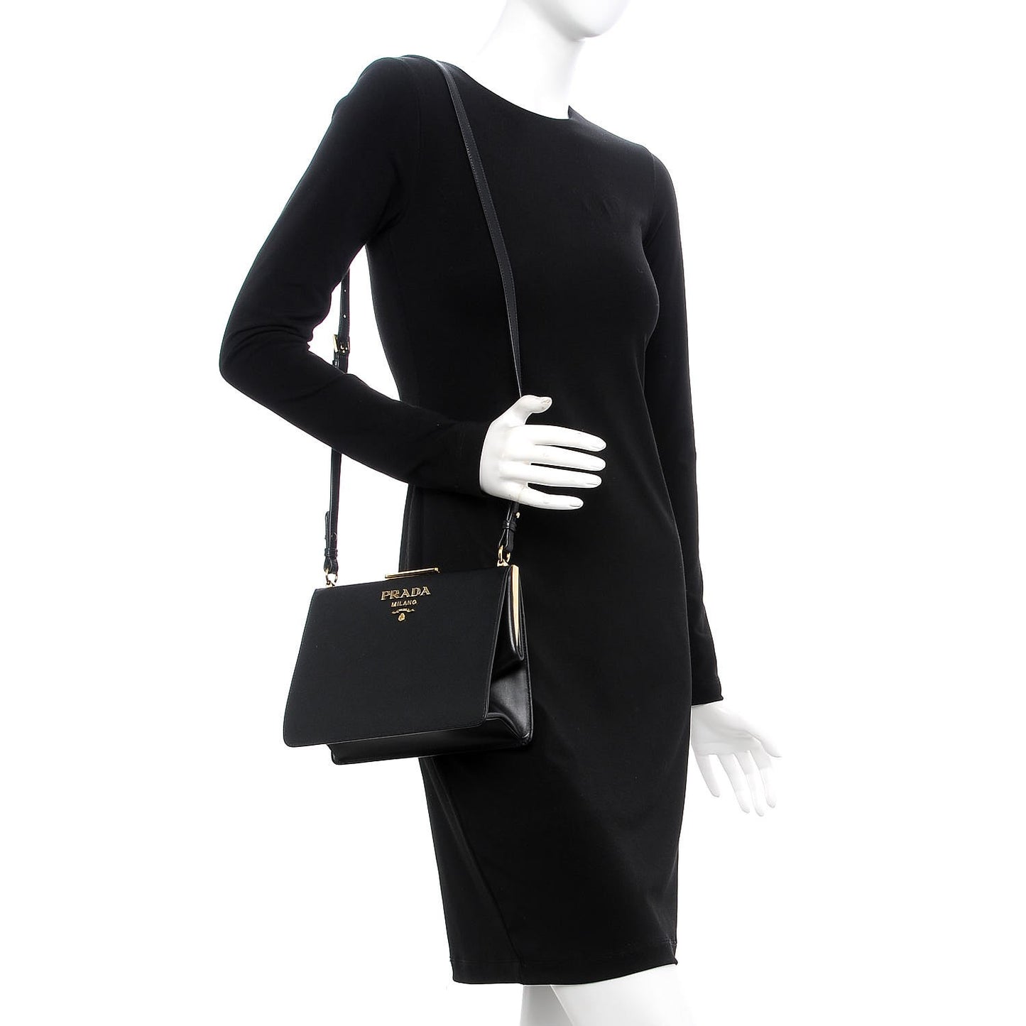 Saffiano City Calfskin Light Frame Bag Nero Black
