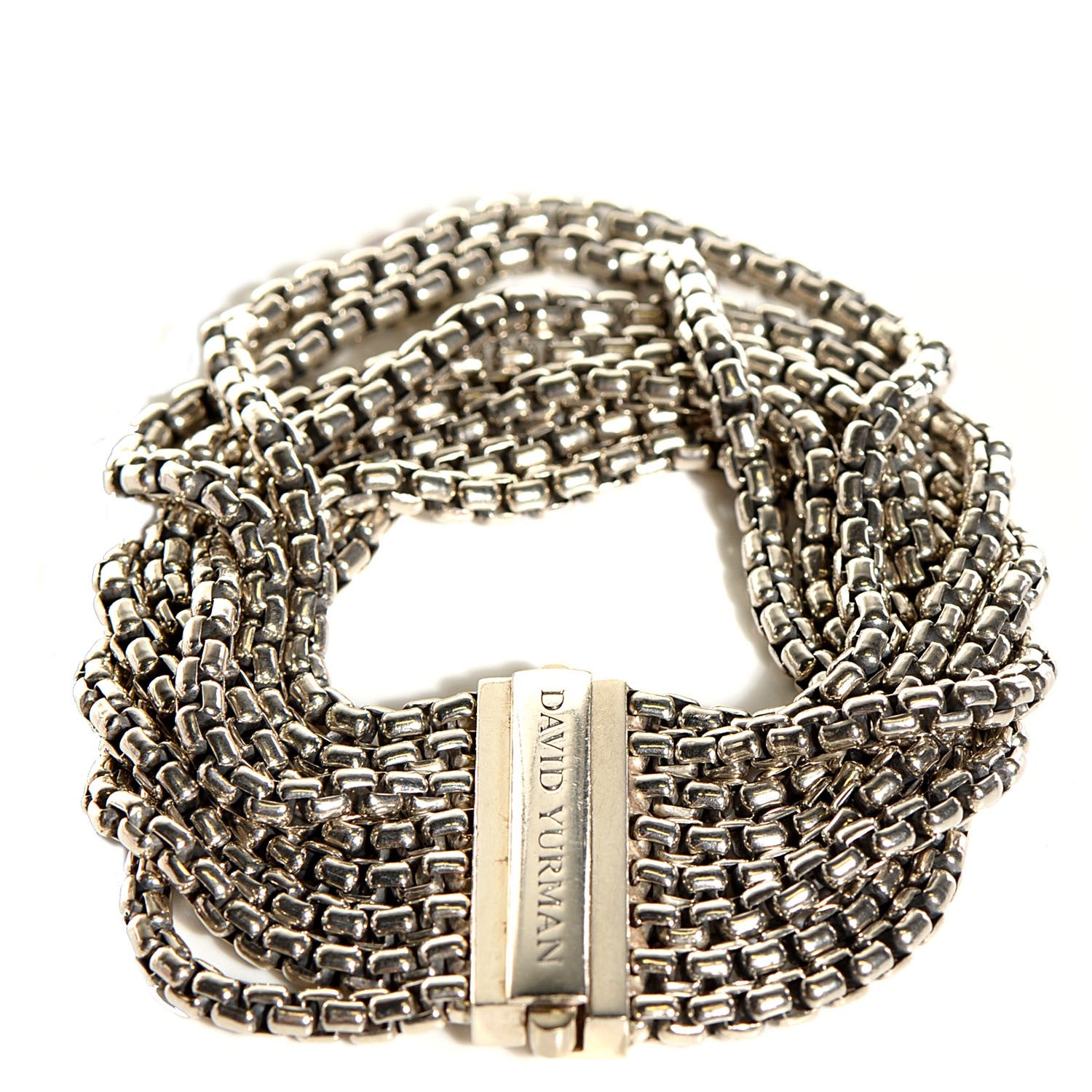 David Yurman Sterling Silver Eight-Row Box Chain Bracelet 1 of 9