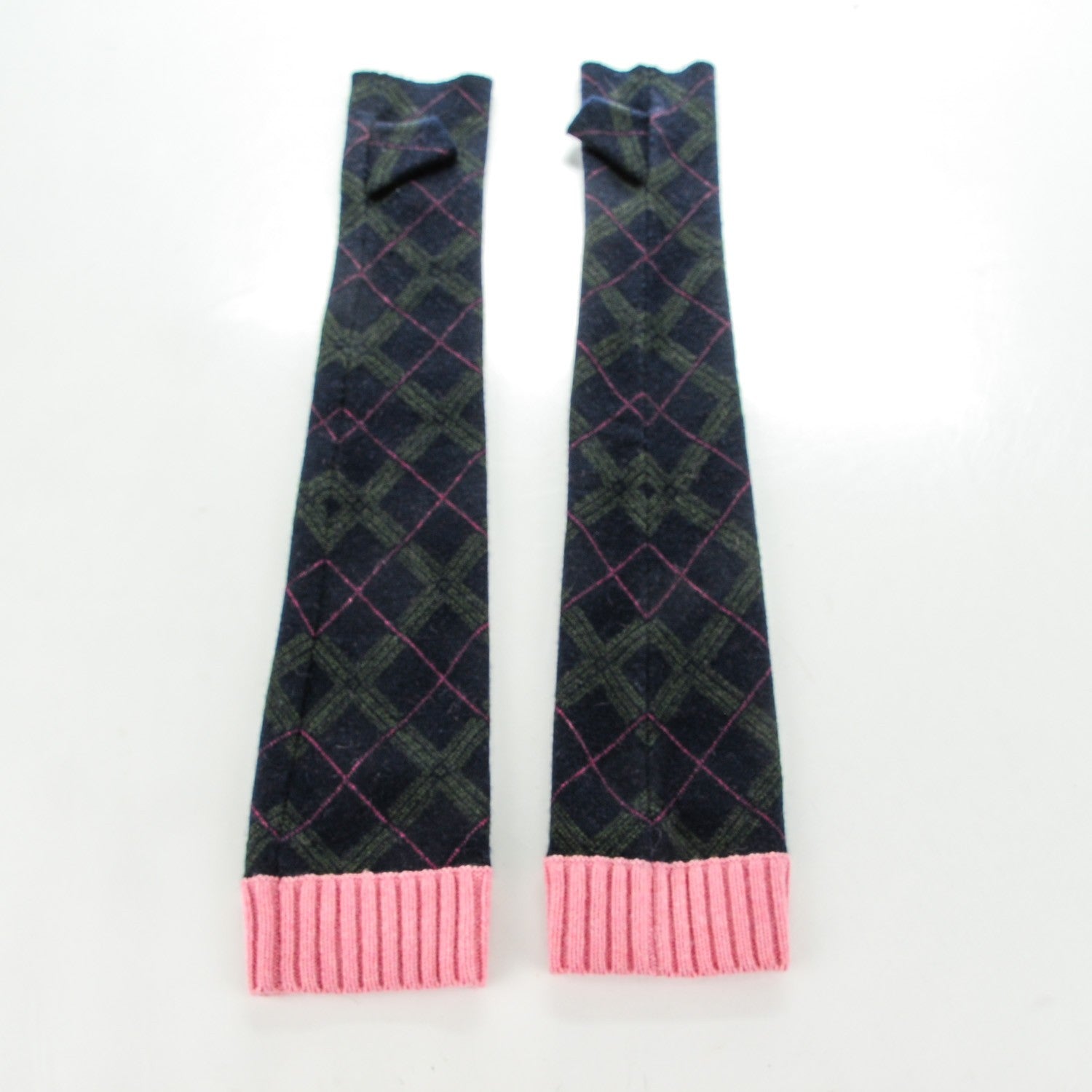 Chanel Cashmere Alpaca Long Fingerless CC Gloves S Navy 3 of 8