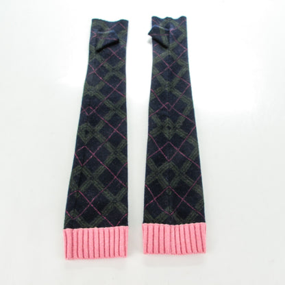 Chanel Cashmere Alpaca Long Fingerless CC Gloves S Navy 3 of 8