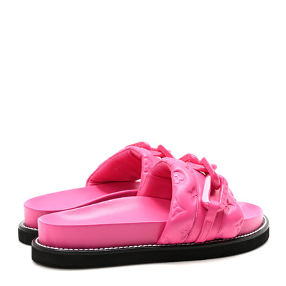 Louis Vuitton Calfskin Embossed Monogram Sunset Flat Comfort Mule 40 Rose Pop 5 of 8