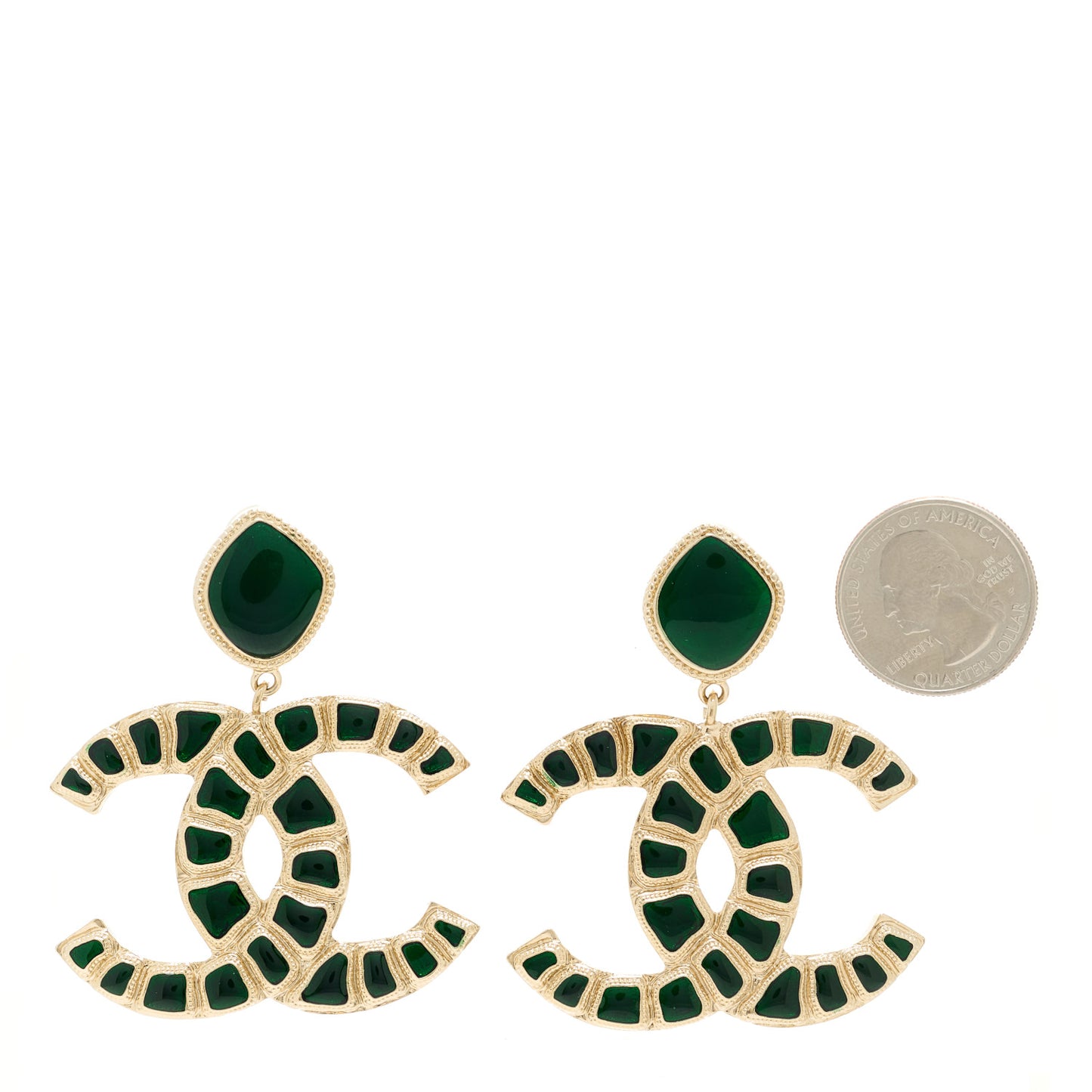 Metal Gripoix Along The Nile Clip On Earrings Gold Green