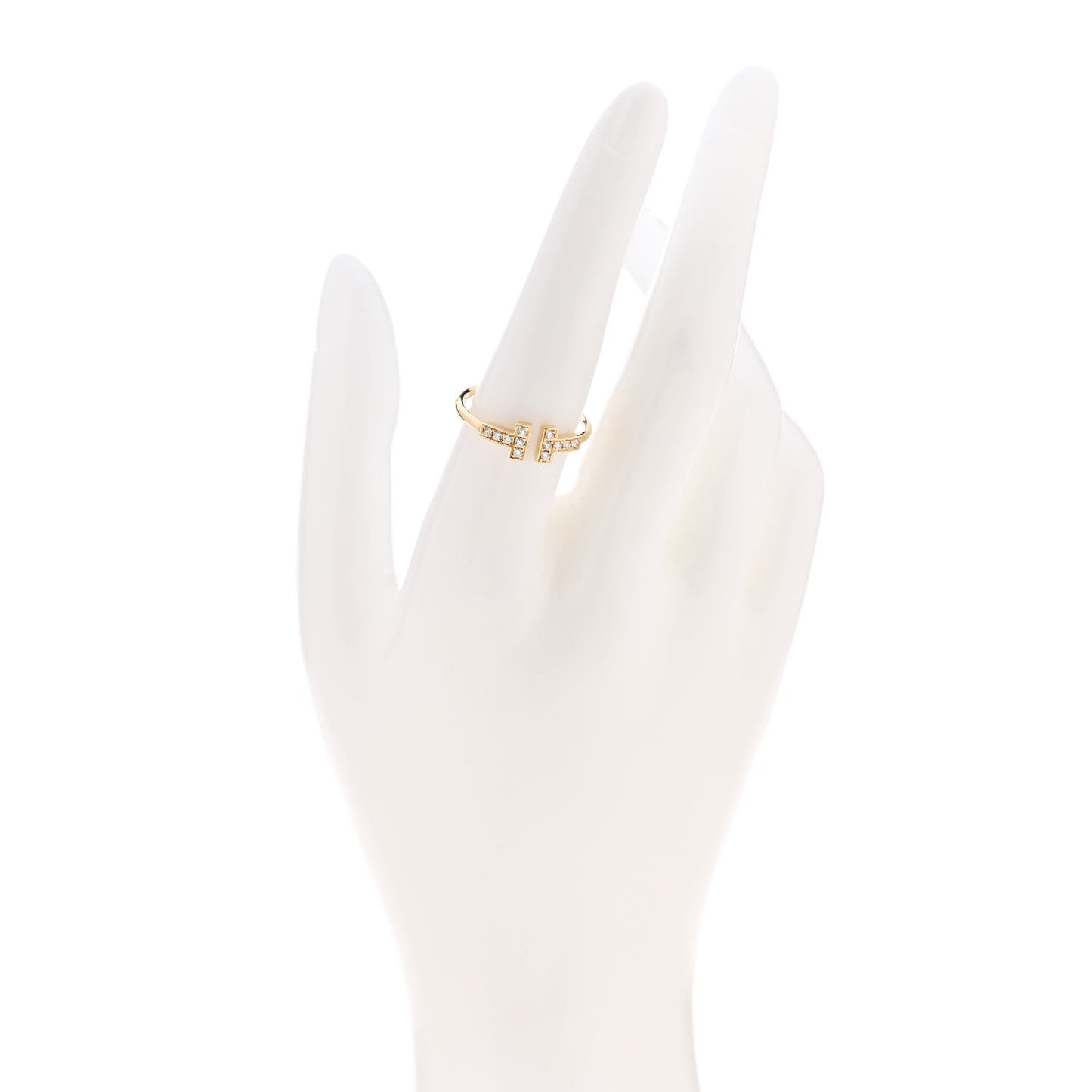 18K Yellow Gold Diamond T Wire Ring 56 7.75