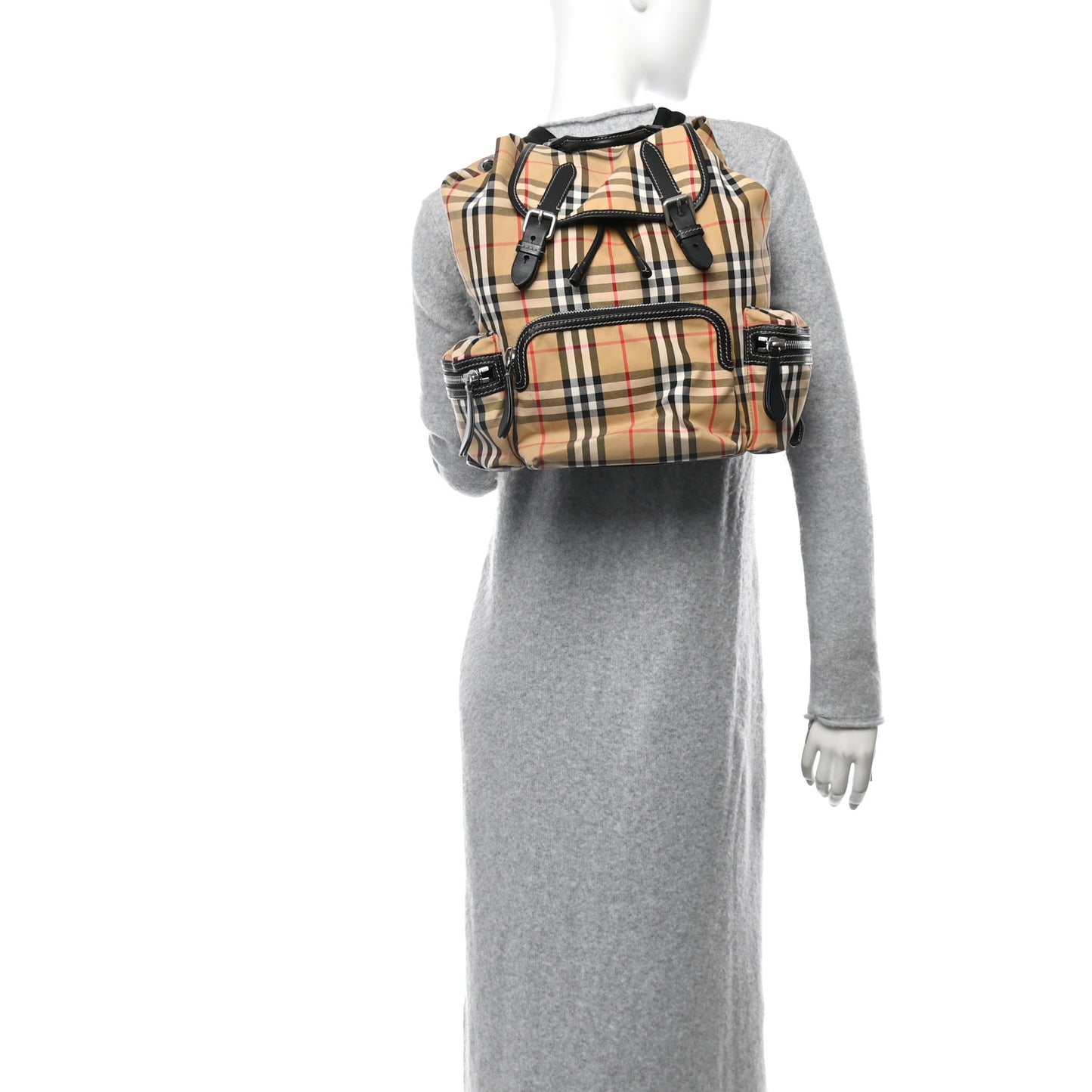 Nylon Vintage Check Medium Rucksack Backpack Antique Yellow