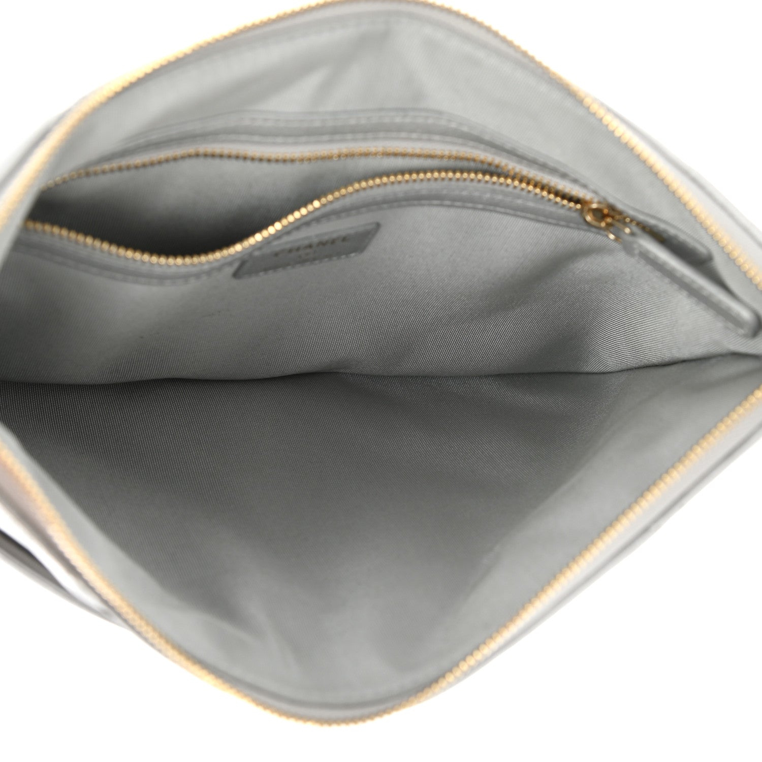 Chanel Metallic Lambskin Quilted Chanel 19 Pouch Silver 5 of 8