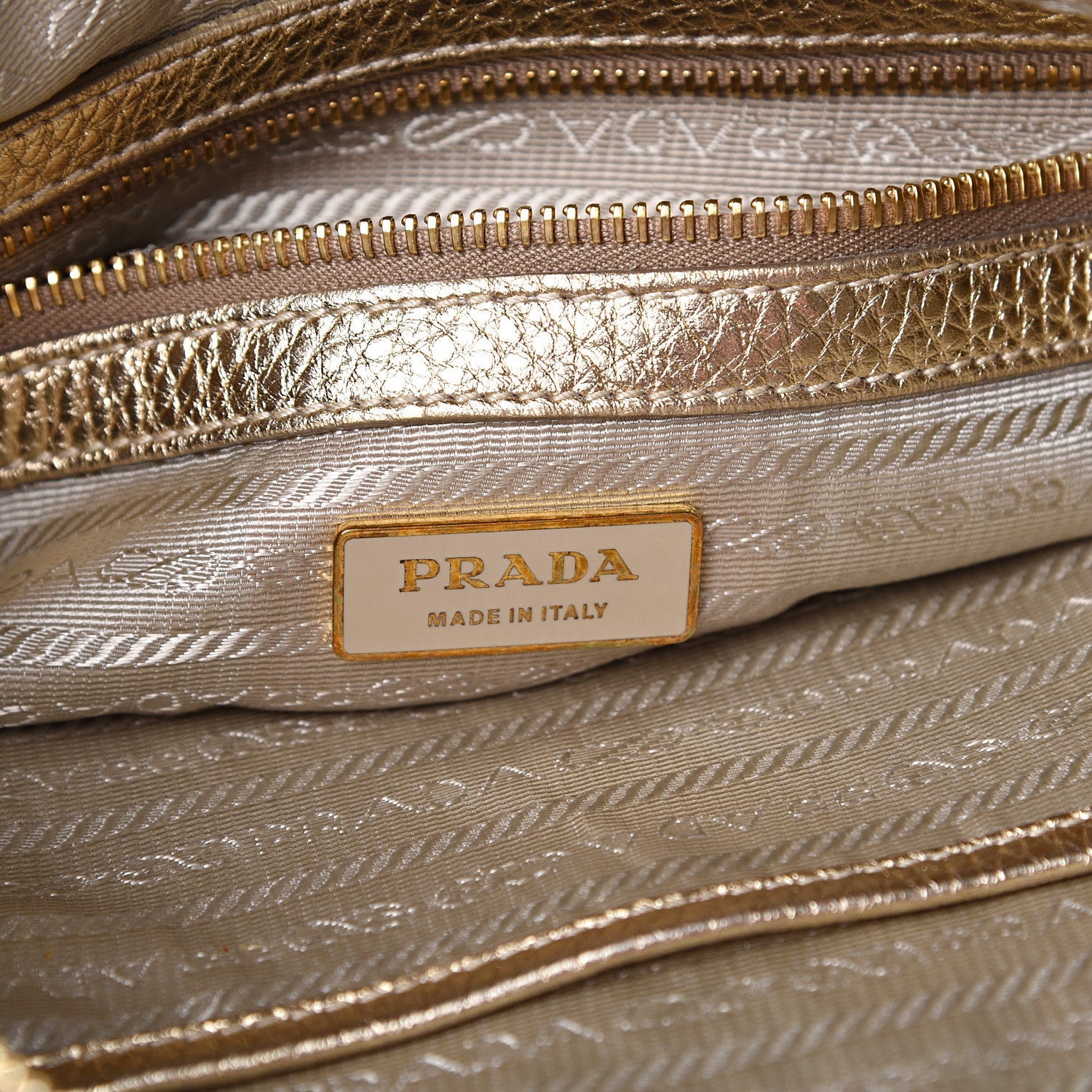 Prada Vitello Daino Metallic Hobo Gold 5 of 14