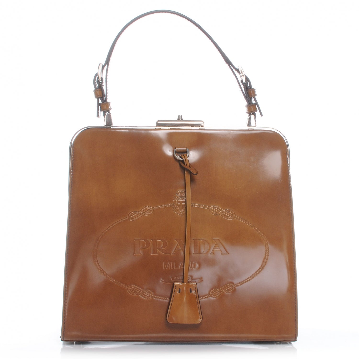 Prada Spazzolato Logo Print Framed Bag Ambra 1 of 7